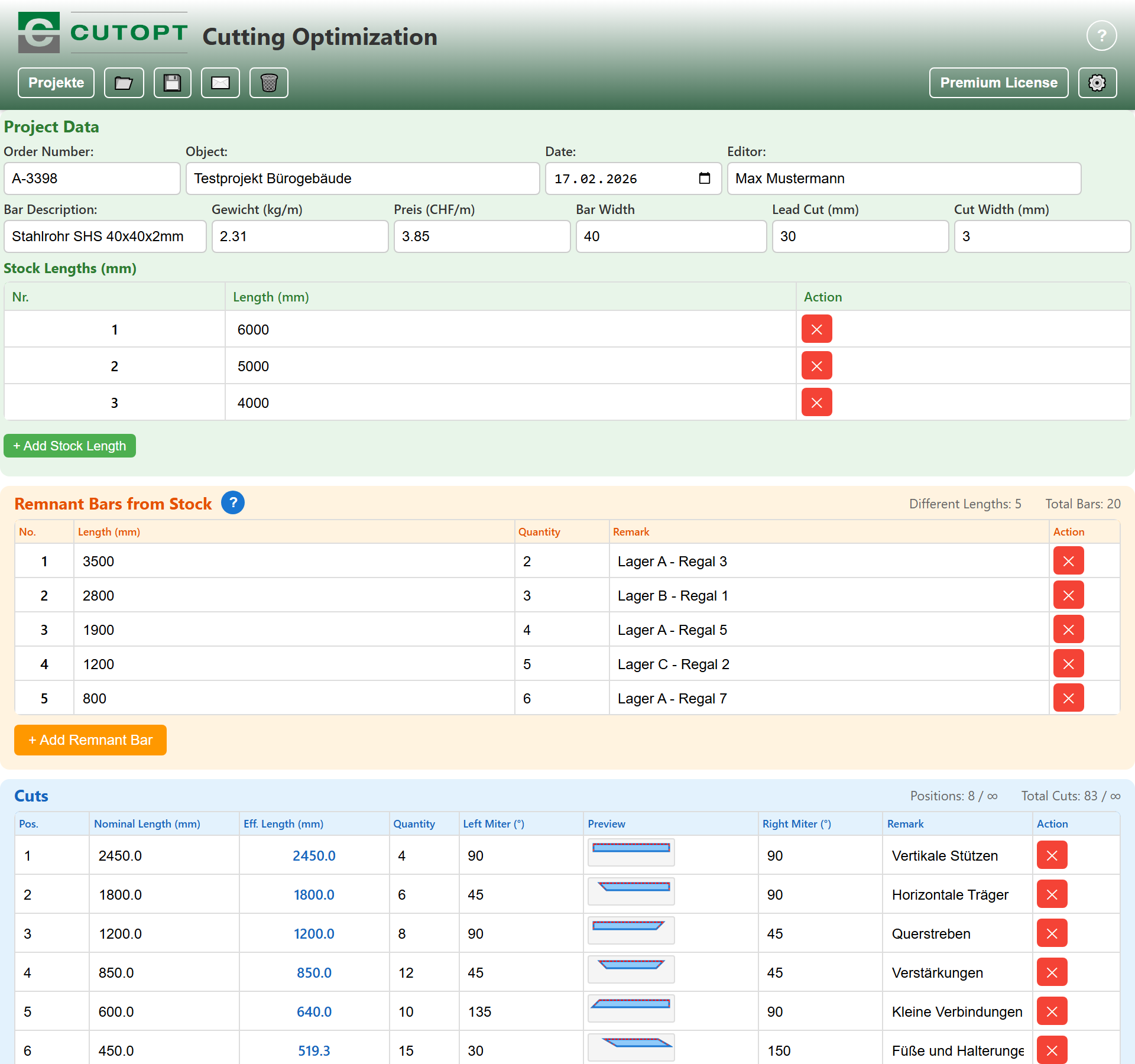 CUTOPT Application Screenshot