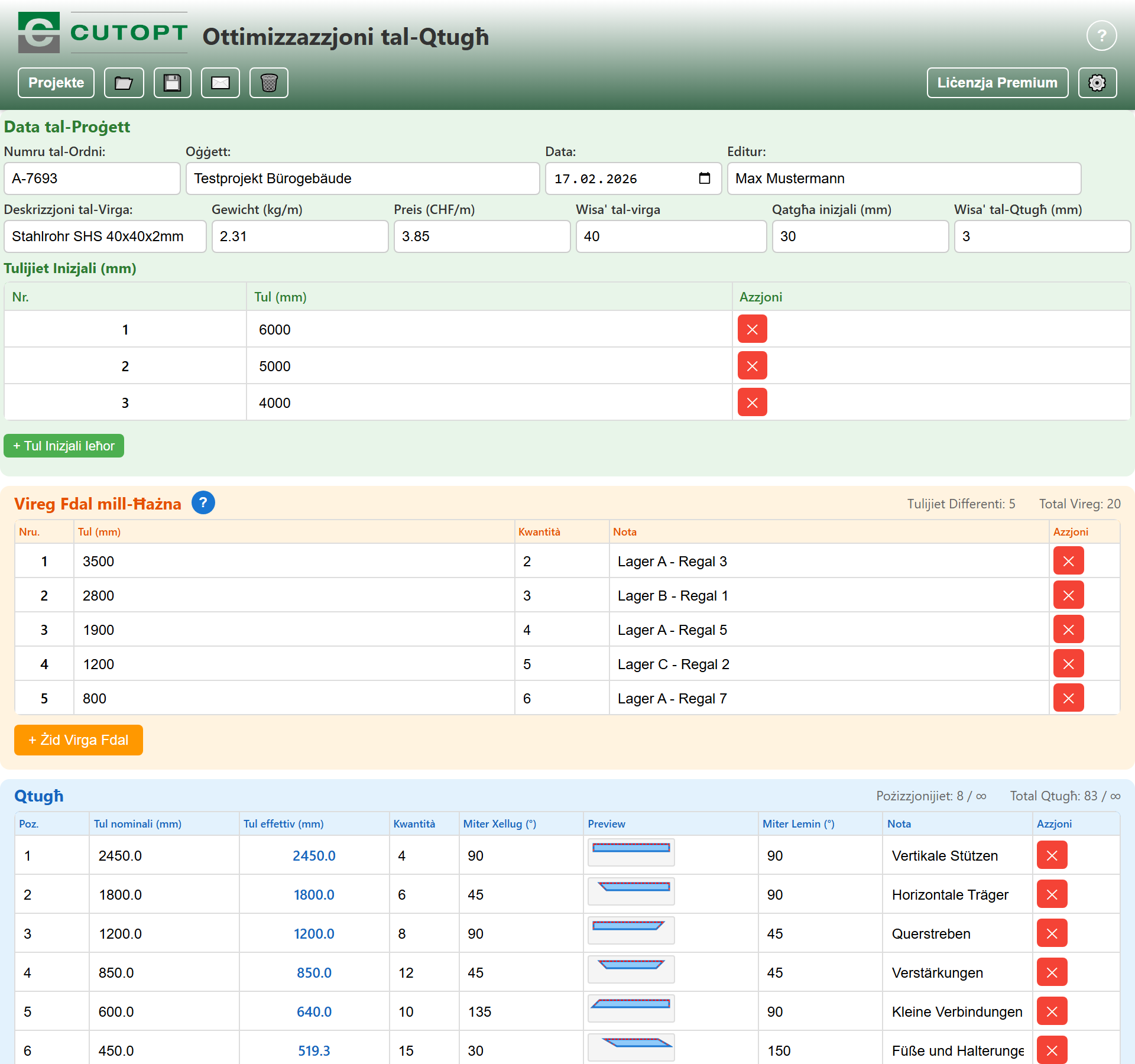 CUTOPT Application Screenshot
