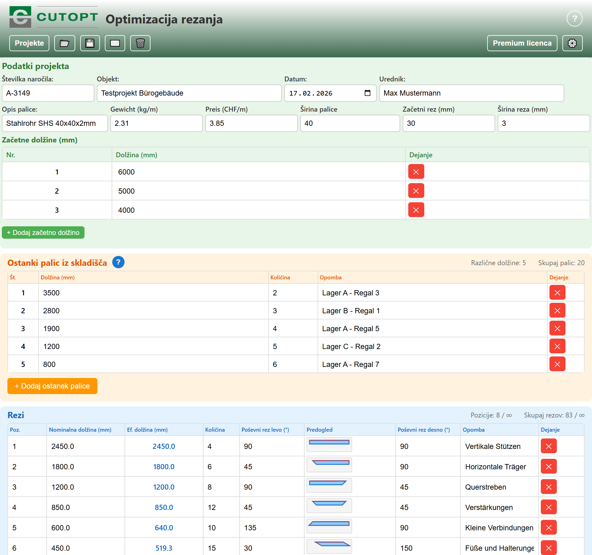 CUTOPT Application Screenshot